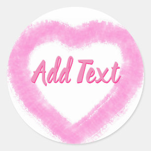 Delicate Roze Waterverf Hart Vorm Ronde Sticker