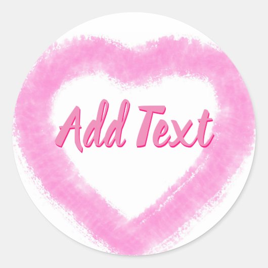 Delicate Roze Waterverf Hart Vorm Ronde Sticker (Voorkant)