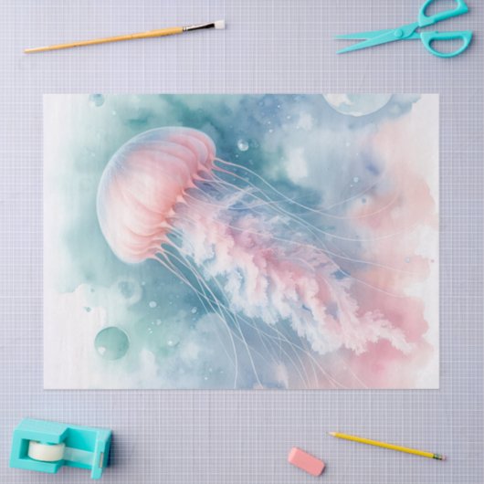 Delicate roze Waterverf kwallen decoupage Tissuepapier (Craft)