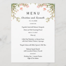 Delicate roze weide bloemen Bruiloft of Feest Menu