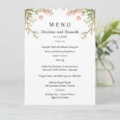 Delicate roze weide bloemen Bruiloft of Feest Menu (Staand voorkant)