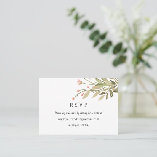 Delicate Roze weide Bruiloft RSVP Online Website Visitekaartje (Staand voorkant)