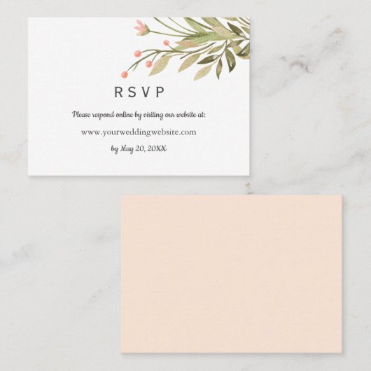 Delicate Roze weide Bruiloft RSVP Online Website Visitekaartje (Voorkant / Achterkant)