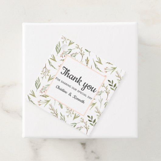 Delicate Roze wilde bloemen dank u bruiloft Bedankjes Labels (In situ)