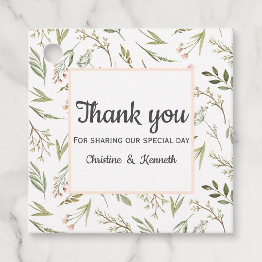 Delicate Roze wilde bloemen dank u bruiloft Bedankjes Labels (Voorkant)