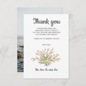 Delicate Roze wilde bloemen Foto Bruiloft Dank u Bedankkaart (Voorkant / Achterkant)