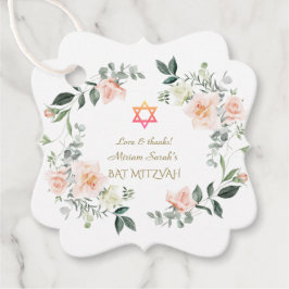 Delicate Roze Witte Bloemen Bat Mitzvah Bedankjes Labels