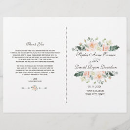 Delicate Roze Witte Crème Bloemen Huwelijksprogram