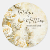 Delicate rozen bruiloft op maat ronde sticker (Voorkant)