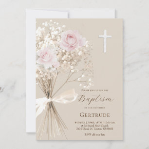 Delicate rozen en gypsophila boeket Doop Kaart
