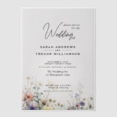 Delicate Rustic Boho Waterverf Wildflowers Vellum Uitnodigingen (Voorkant)