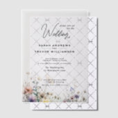 Delicate Rustic Boho Waterverf Wildflowers Vellum Uitnodigingen (Offset (Uitnodiging))