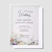 Delicate Rustic Boho Waterverf Wildflowers Vellum Uitnodigingen (Offset)
