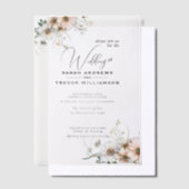Delicate Rustic Boho Waterverf Wildflowers Vellum Uitnodigingen (Offset)