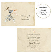 Delicate Rustic Leaves Parchment Orthodox Funeral Bedankkaart