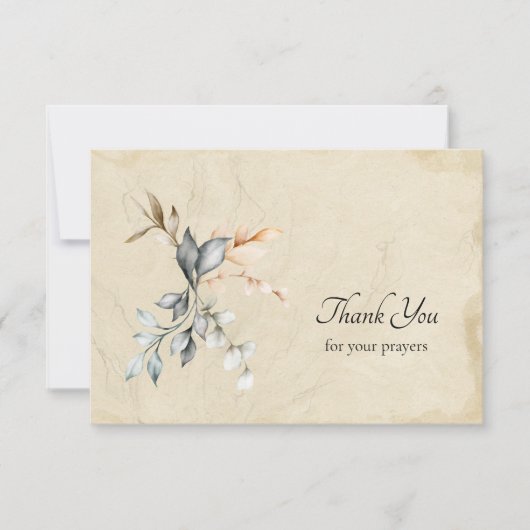 Delicate Rustic Leaves Parchment Orthodox Funeral Bedankkaart (Voorkant)