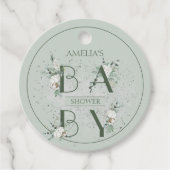 Delicate Sage Green Floral Baby shower Bedankjes Labels (Voorkant)