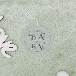 Delicate Sage Green Floral Baby shower Bedankjes Labels