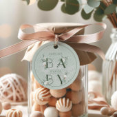 Delicate Sage Green Floral Baby shower Bedankjes Labels
