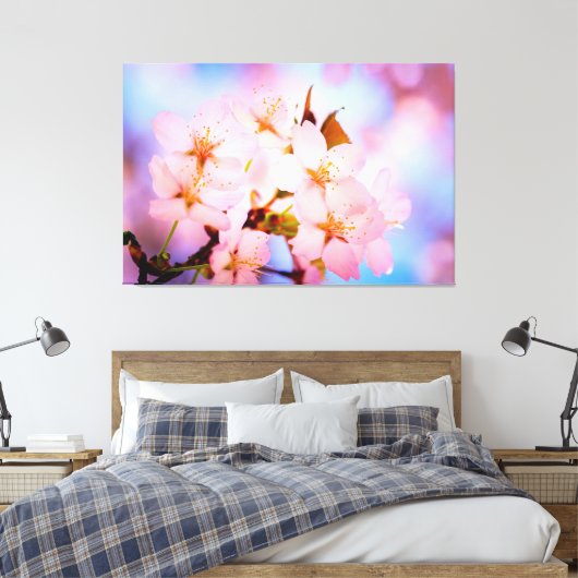 Delicate Sakura Flowers Canvas Afdruk (Insitu (Slaapkamer))