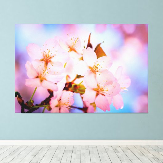 Delicate Sakura Flowers Canvas Afdruk (Insitu (Houten vloer))