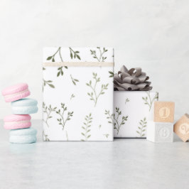 Delicate Saliegroene Ditsy Botanische Patroon Cadeaupapier