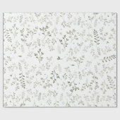 Delicate Saliegroene Ditsy Botanische Patroon Cadeaupapier (Vlak)