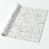 Delicate Saliegroene Ditsy Botanische Patroon Cadeaupapier (Uitgerold)