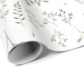 Delicate Saliegroene Ditsy Botanische Patroon Cadeaupapier (Rol Hoek)