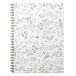 Delicate Saliegroene Ditsy Botanische Patroon Notitieboek