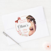 Delicate Salmon Floral with Pregnant Ronde Sticker (Envelop)