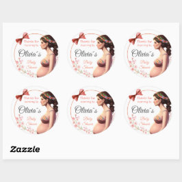 Delicate Salmon Floral with Pregnant Ronde Sticker