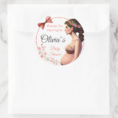 Delicate Salmon Floral with Pregnant Ronde Sticker (Tas)