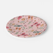 Delicate Schattigee Bloemen Tulpen en Bogen Roze Papieren Bordje (Gekanteld)