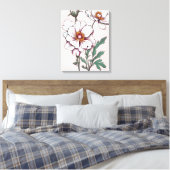 Delicate schoonheid: witte bloemen op roze canvas afdruk (Insitu (Slaapkamer))