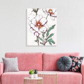 Delicate schoonheid: witte bloemen op roze canvas afdruk (Insitu (Woonkamer))