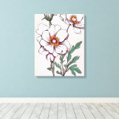 Delicate schoonheid: witte bloemen op roze canvas afdruk (Insitu (Houten vloer))