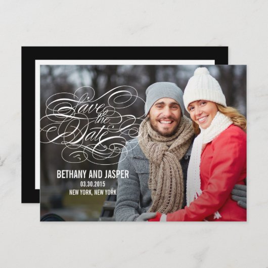 Delicate Script De Briefkaarten Date opslaan (Voorkant / Achterkant)