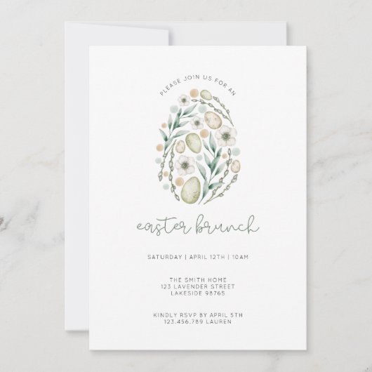 Delicate Script Easter Brunch Invitation Kaart (Voorkant)