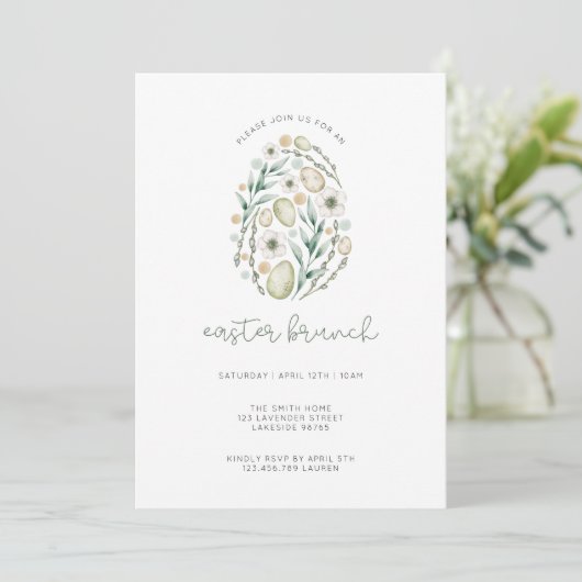 Delicate Script Easter Brunch Invitation Kaart (Staand voorkant)