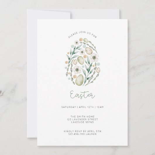 Delicate Script Easter Invitation Kaart (Voorkant)