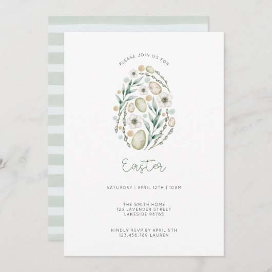 Delicate Script Easter Invitation Kaart (Voorkant / Achterkant)