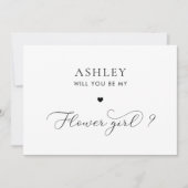 Delicate Script & Hart Bloemenmeisje Voorstel Kaar Kaart (Voorkant)