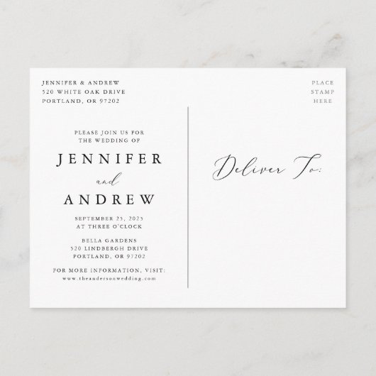 Delicate Script Love is Patient Change the Date Aankondigingskaart (Achterkant)