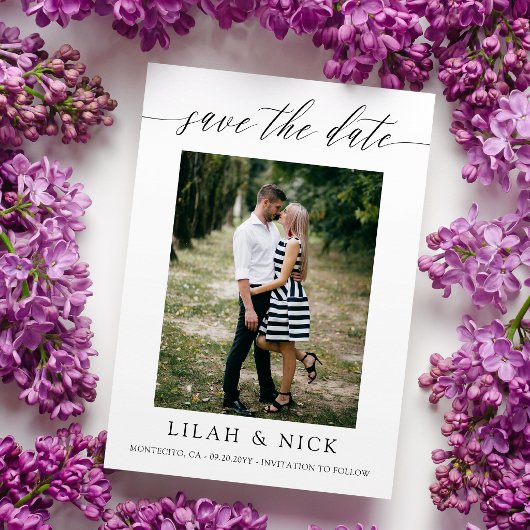 Delicate Script Minimalistische Foto Bruiloft Save The Date