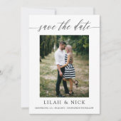 Delicate Script Minimalistische Foto Bruiloft Save The Date (Voorkant)