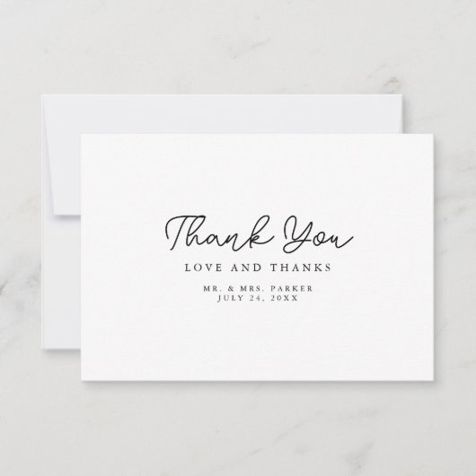 Delicate script moderne elegante dank u Card Bedankkaart (Voorkant)