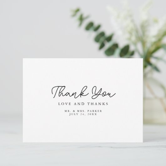 Delicate script moderne elegante dank u Card Bedankkaart (Staand voorkant)