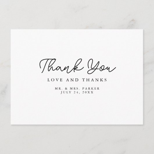 Delicate script moderne elegante dank u Card Informatiekaartje (Voorkant)