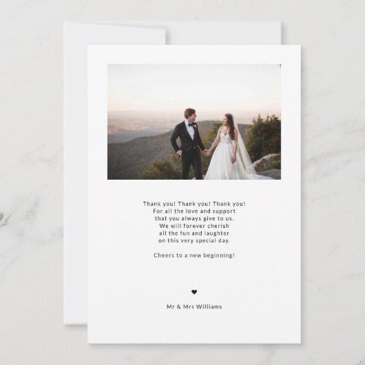 Delicate Script Photo Wedding Dank u kaart (Achterkant)